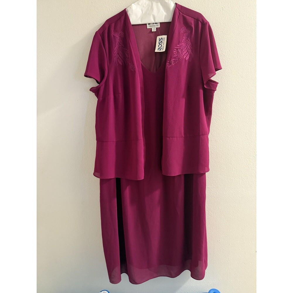KSL magenta Evening Short Sleeve Dress - Size 22 WP  deep Magenta